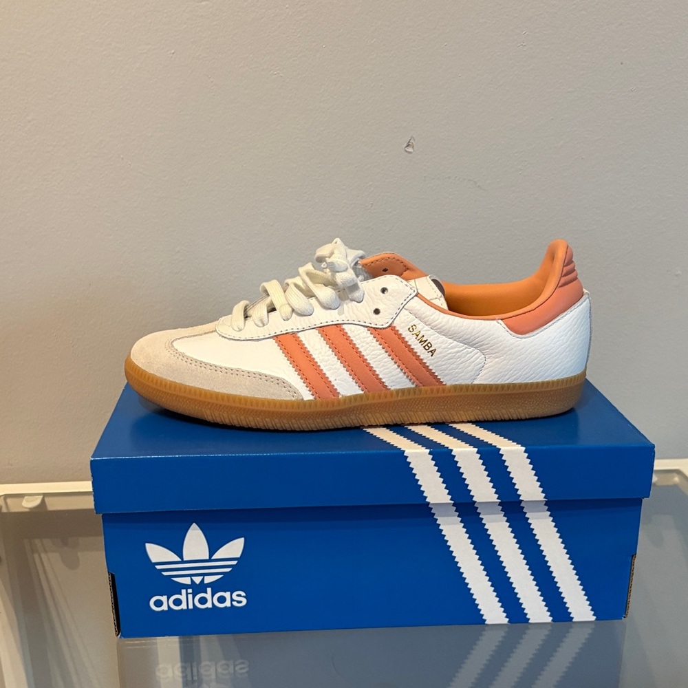 Adidas Samba OG White and Coral Sneakers